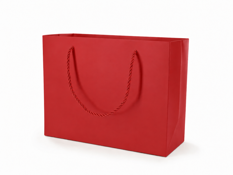 jewelry gift bags - 24-Pack Red Luxury Paper Bags with Rope Handles 10.25 4.25 7.75 in SB23-R front view