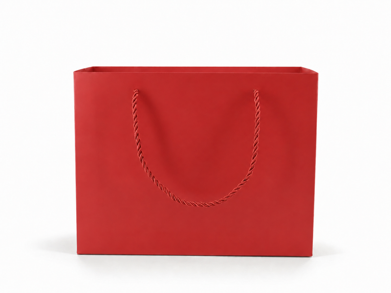 jewelry gift bags - 24-Pack Red Luxury Paper Bags with Rope Handles 10.25 4.25 7.75 in SB23-R side view