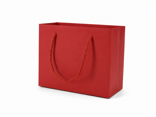 jewelry gift bags - 24-Pack Red High Quality Paper Jewelry Bags with Rope Handles 7.75 3.5 6.25 in SB21-R front view