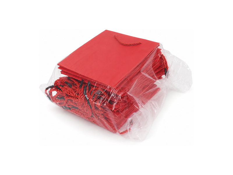 jewelry gift bags - 24-Pack Red Paper Jewelry Bags with Rope Handles 6.25 3.5 7.75 in SB20-R detail view