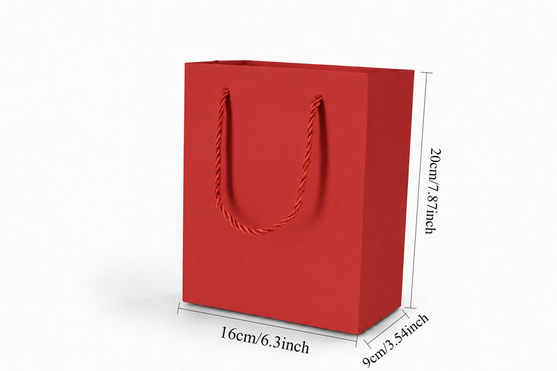 jewelry gift bags - 24-Pack Red Paper Jewelry Bags with Rope Handles 6.25 3.5 7.75 in SB20-R side view