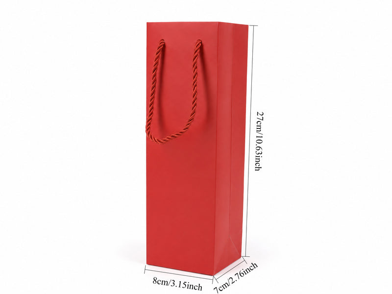 jewelry gift bags - 24-Pack Red Small Gift Bags with Rope Handles 3.25 2.75 10.75 in SB24-R side view