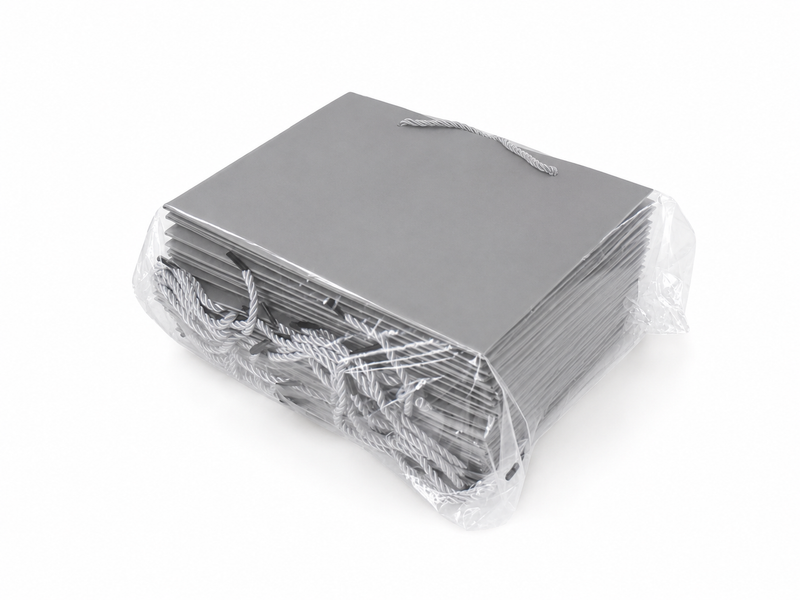 jewelry gift bags - 24-Pack Silver Luxury Jewelry Gift Bags with Rope Handles 10.25 4.25 7.75 in SB23-SL detail view