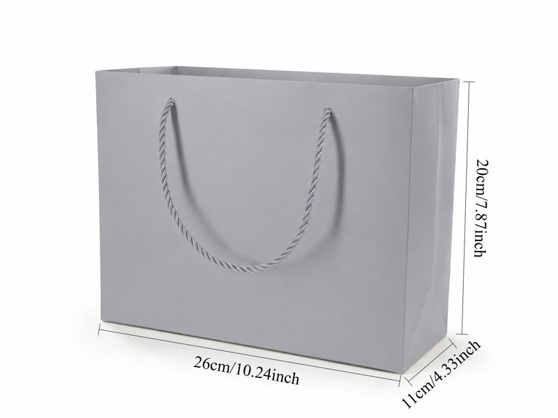 jewelry gift bags - 24-Pack Silver Luxury Jewelry Gift Bags with Rope Handles 10.25 4.25 7.75 in SB23-SL side view