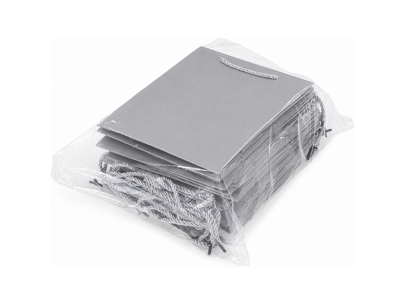jewelry gift bags - 24-Pack Silver Paper Jewelry Gift Bags with Rope Handles 7.75 4.25 10.25 in SB22-SL detail view