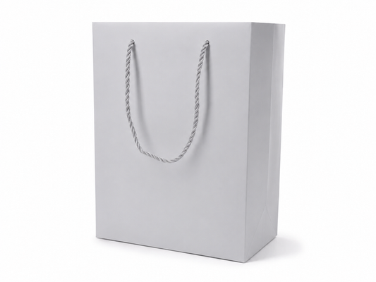 jewelry gift bags - 24-Pack Silver Paper Jewelry Gift Bags with Rope Handles 7.75 4.25 10.25 in SB22-SL front view