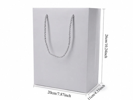 jewelry gift bags - 24-Pack Silver Paper Jewelry Gift Bags with Rope Handles 7.75 4.25 10.25 in SB22-SL open view
