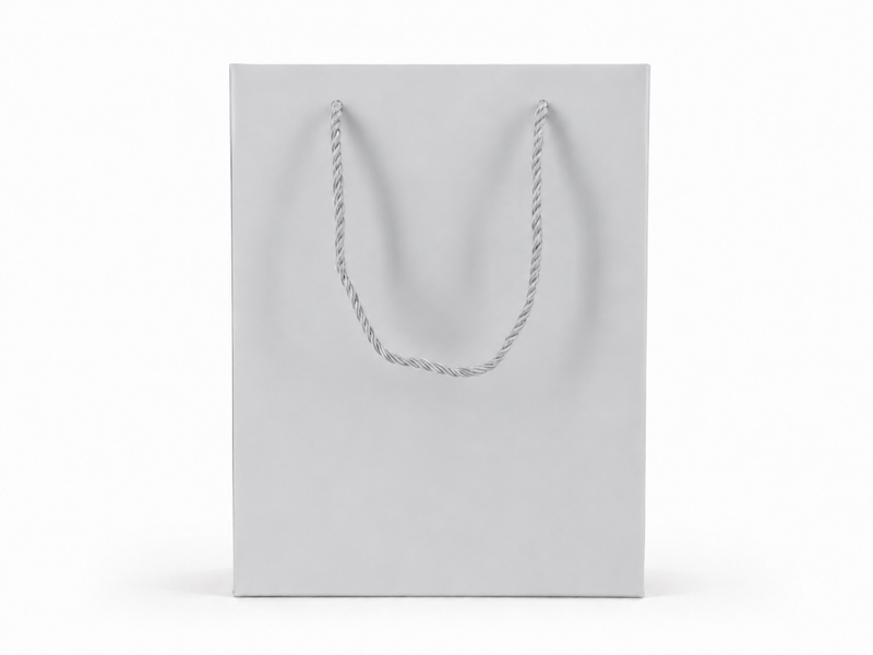 jewelry gift bags - 24-Pack Silver Paper Jewelry Gift Bags with Rope Handles 7.75 4.25 10.25 in SB22-SL side view