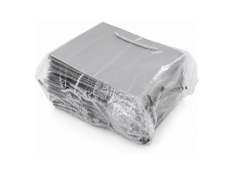 jewelry gift bags - 24-Pack Silver Luxury Paper Bag for Jewelry with Rope Handles 7.75 3.5 6.25 in SB21-SL detail view