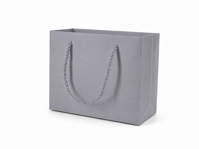 jewelry gift bags - 24-Pack Silver Luxury Paper Bag for Jewelry with Rope Handles 7.75 3.5 6.25 in SB21-SL front view