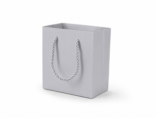 jewelry gift bags - 24-Pack Silver Small Tote Gift Bags with Rope Handles 4.75 2.75 5 in SB19-SL front view