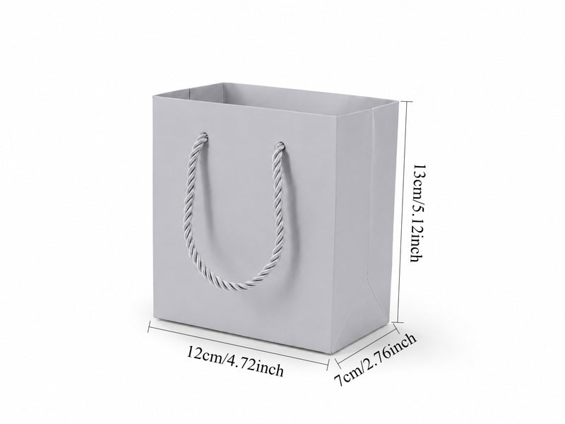 jewelry gift bags - 24-Pack Silver Small Tote Gift Bags with Rope Handles 4.75 2.75 5 in SB19-SL side view