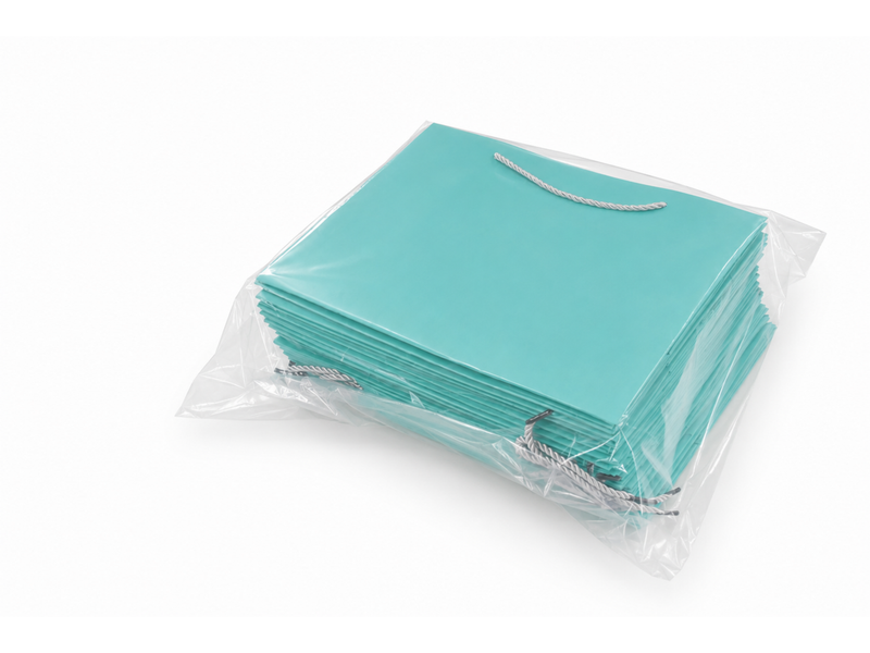 jewelry gift bags - 24-Pack Tiffany Blue Laminated Paper Gift Bags with Rope Handles 13 6 9.75 in SB25-T detail view