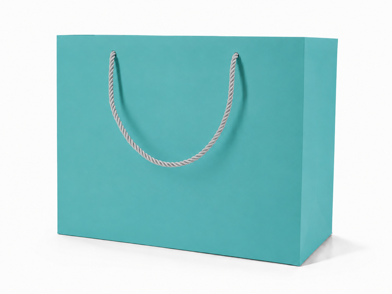 jewelry gift bags - 24-Pack Tiffany Blue Laminated Paper Gift Bags with Rope Handles 13 6 9.75 in SB25-T front view