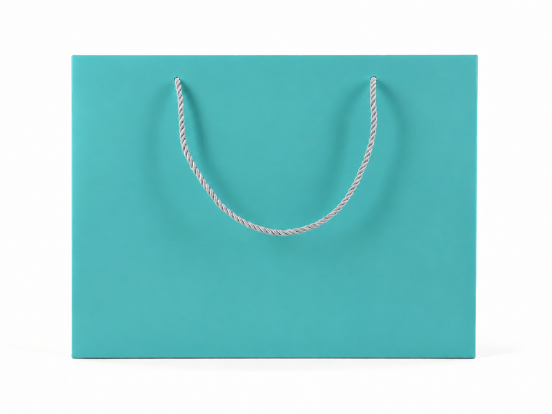 jewelry gift bags - 24-Pack Tiffany Blue Laminated Paper Gift Bags with Rope Handles 13 6 9.75 in SB25-T side view