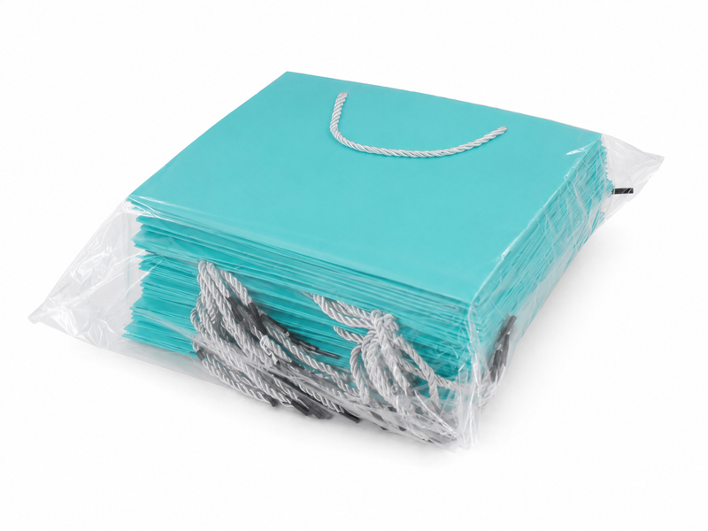 jewelry gift bags - 24-Pack Tiffany Blue Luxury Paper Bag for Jewelry with Rope Handles 10.25 4.25 7.75 in SB23-T detail view