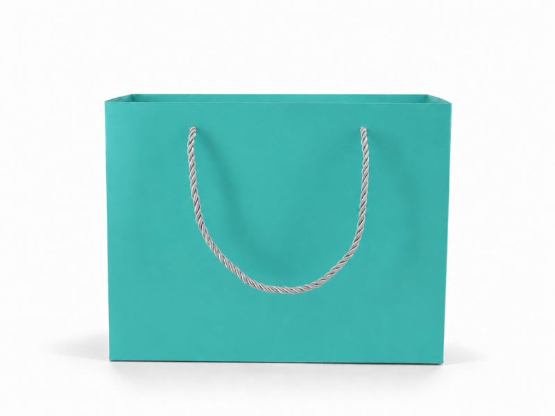 jewelry gift bags - 24-Pack Tiffany Blue Luxury Paper Bag for Jewelry with Rope Handles 10.25 4.25 7.75 in SB23-T open view