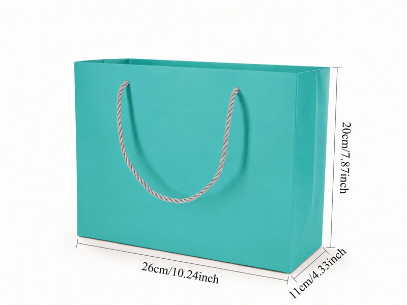 jewelry gift bags - 24-Pack Tiffany Blue Luxury Paper Bag for Jewelry with Rope Handles 10.25 4.25 7.75 in SB23-T side view