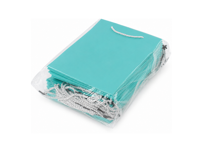 jewelry gift bags - 24-Pack Tiffany Blue Jewelry Paper Gift Bags with Rope Handles 7.75 4.25 10.25 in SB22-T detail view