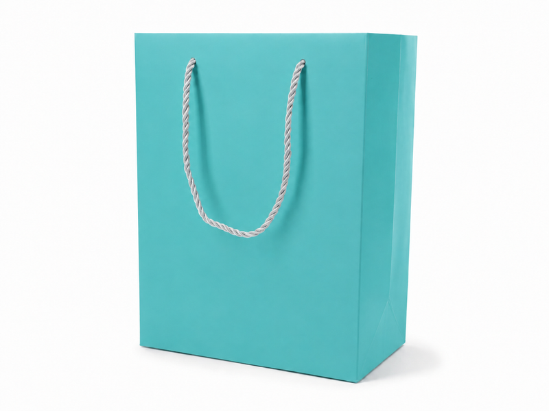 jewelry gift bags - 24-Pack Tiffany Blue Jewelry Paper Gift Bags with Rope Handles 7.75 4.25 10.25 in SB22-T front view