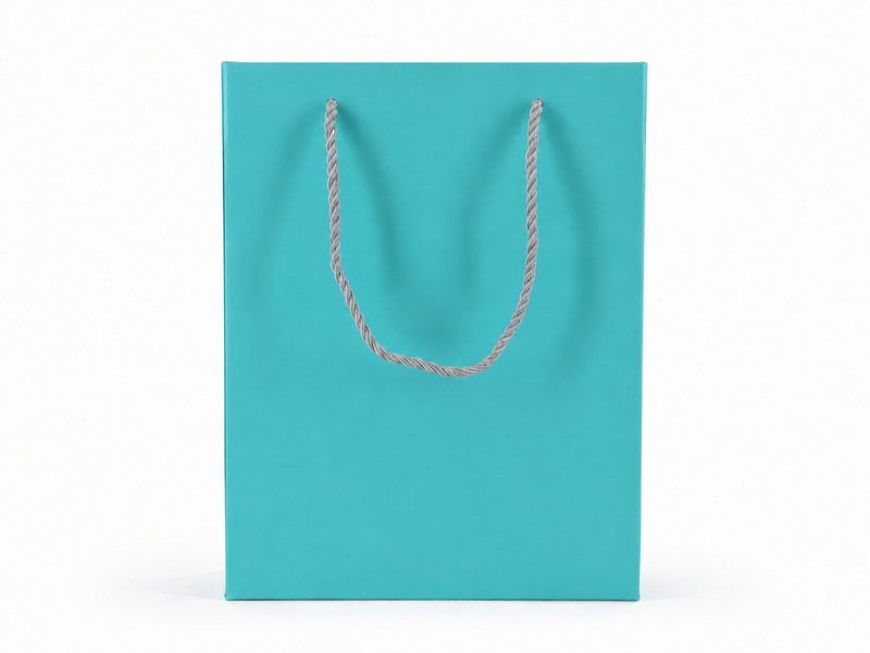 jewelry gift bags - 24-Pack Tiffany Blue Jewelry Paper Gift Bags with Rope Handles 7.75 4.25 10.25 in SB22-T side view