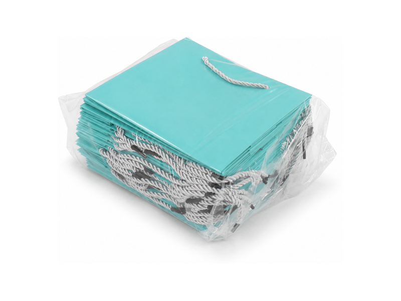 jewelry gift bags - 24-Pack Tiffany Blue Paper Gift Bags with Rope Handles 7.75 3.5 6.25 in SB21-T detail view