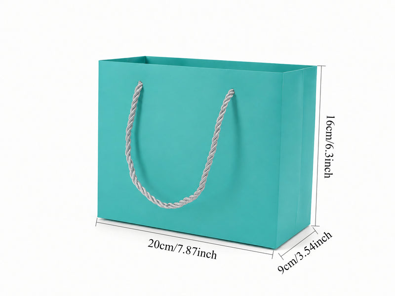 jewelry gift bags - 24-Pack Tiffany Blue Paper Gift Bags with Rope Handles 7.75 3.5 6.25 in SB21-T open view