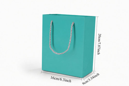 jewelry gift bags - 24-Pack Tiffany Blue Paper Tote Gift Bags with Rope Handles 6.25 3.5 7.75 in SB20-T open view