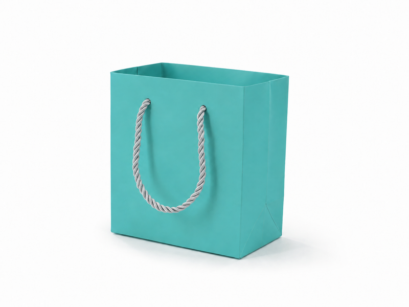 jewelry gift bags - 24-Pack Tiffany Blue Small Paper Gift Bags with Rope Handles 4.75 2.75 5 in SB19-T front view