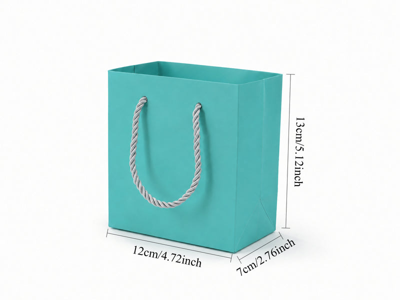 jewelry gift bags - 24-Pack Tiffany Blue Small Paper Gift Bags with Rope Handles 4.75 2.75 5 in SB19-T side view