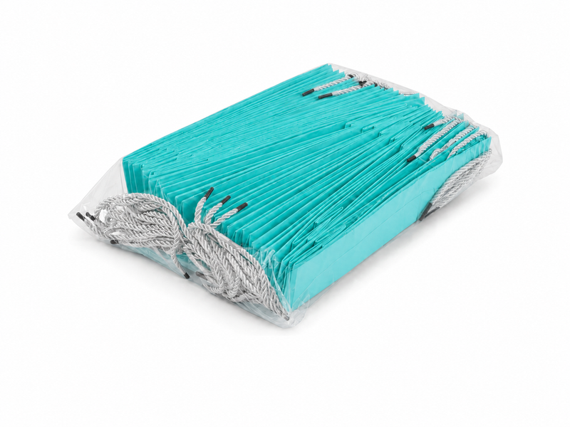 jewelry gift bags - 24-Pack Tiffany Blue Small Gift Bags for Jewelry with Rope Handles 3.25 2.75 10.75 in SB24-T detail view