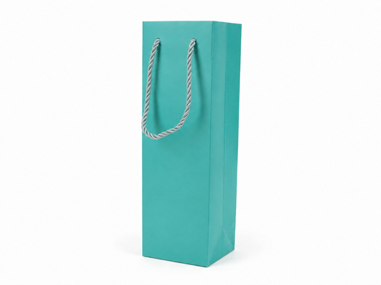 jewelry gift bags - 24-Pack Tiffany Blue Small Gift Bags for Jewelry with Rope Handles 3.25 2.75 10.75 in SB24-T front view