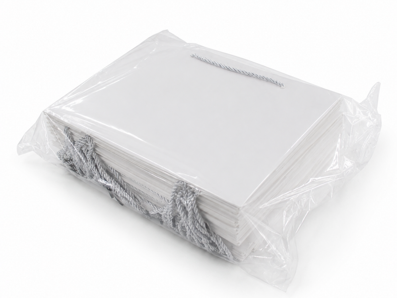 jewelry gift bags - 24-Pack White Wholesale Gift Bags with Rope Handles 13 6 9.75 in SB25-W detail view
