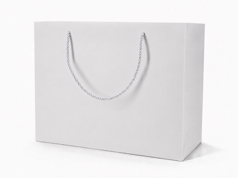 jewelry gift bags - 24-Pack White Wholesale Gift Bags with Rope Handles 13 6 9.75 in SB25-W front view