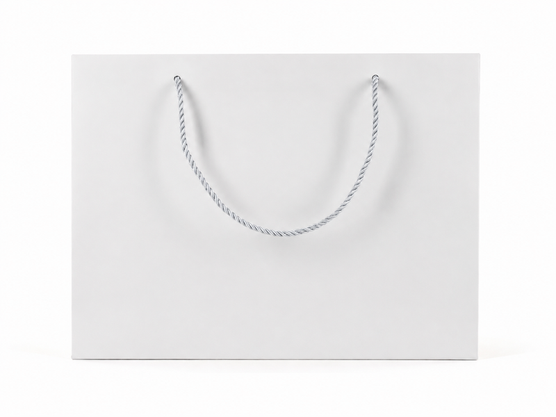 jewelry gift bags - 24-Pack White Wholesale Gift Bags with Rope Handles 13 6 9.75 in SB25-W side view