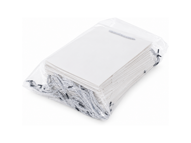 jewelry gift bags - 24-Pack White Large Gift Bags with Rope Handles 7.75 4.25 10.25 in SB22-W detail view