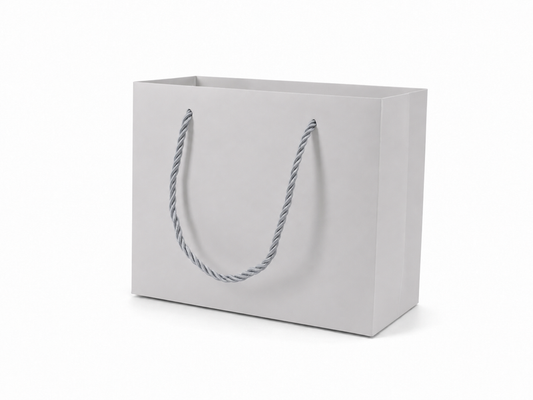 jewelry gift bags - 24-Pack White Boutique Gift Bags with Rope Handles 7.75 3.5 6.25 in SB21-W front view