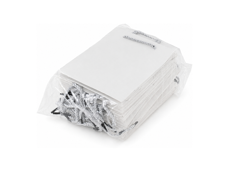 jewelry gift bags - 24-Pack White Jewelry Packaging Bags with Rope Handles 6.25 3.5 7.75 in SB20-W detail view
