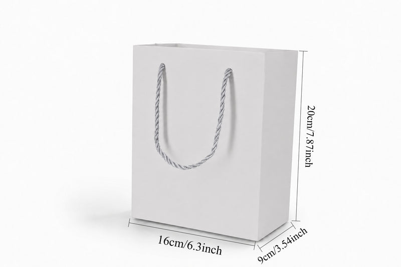 jewelry gift bags - 24-Pack White Jewelry Packaging Bags with Rope Handles 6.25 3.5 7.75 in SB20-W side view