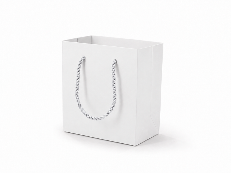 jewelry gift bags - 24-Pack White Mini Paper Gift Bags with Rope Handles 4.75 2.75 5 in SB19-W front view
