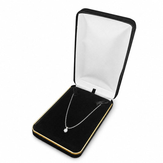 necklace box - Black Velvet Necklace Boxes with Gold Trim - 6 Pack SN7-BK front view
