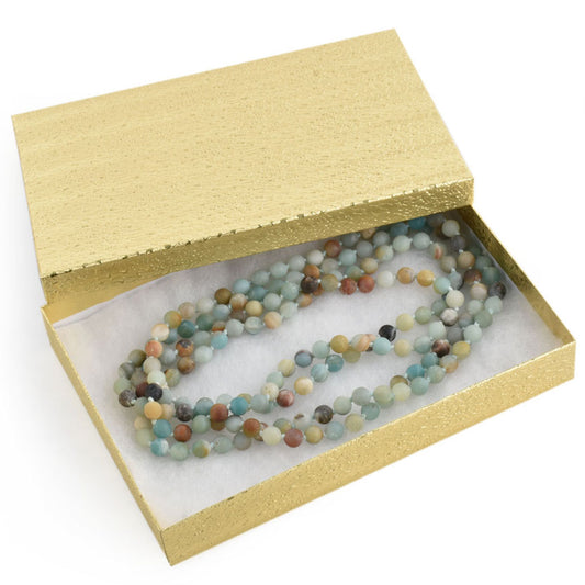 necklace box - 100pcs Gold Cotton Cardboard Boxes Necklace BX2885 front view
