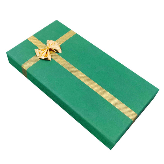 necklace box - 12-Piece Green Ribbon Paper Necklace Gift Boxes B0936-G open view