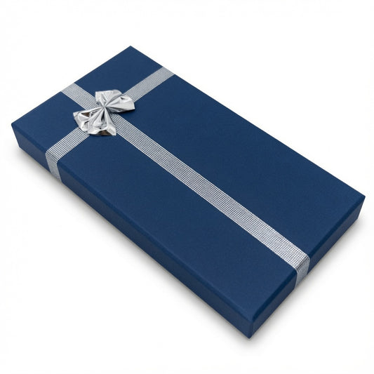 necklace box - 12-Piece Navy Blue Ribbon Paper Necklace Gift Boxes B0936-B open view