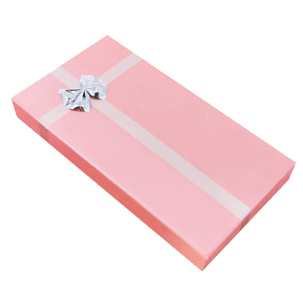 necklace box - 12-Piece Pink Ribbon Paper Necklace Gift Boxes B0936-P open view