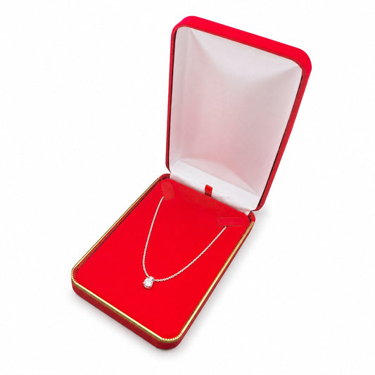 necklace box - Red Velvet Necklace Boxes with Gold Trim - 6 Pack SN7-RD front view
