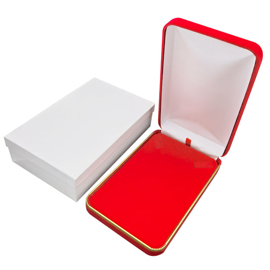 necklace box - Red Velvet Necklace Boxes with Gold Trim - 6 Pack SN7-RD open view