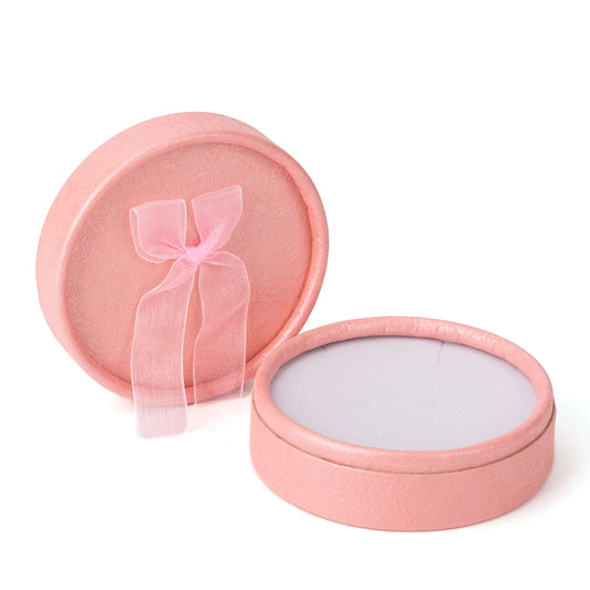 necklace box - 12pcs Pink Cardboard Organza Boxes Necklace B1433-P W P front view