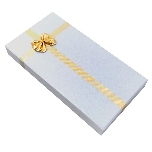 necklace box - 12-Piece Silver Gray Ribbon Paper Necklace Gift Boxes B0936-SL open view