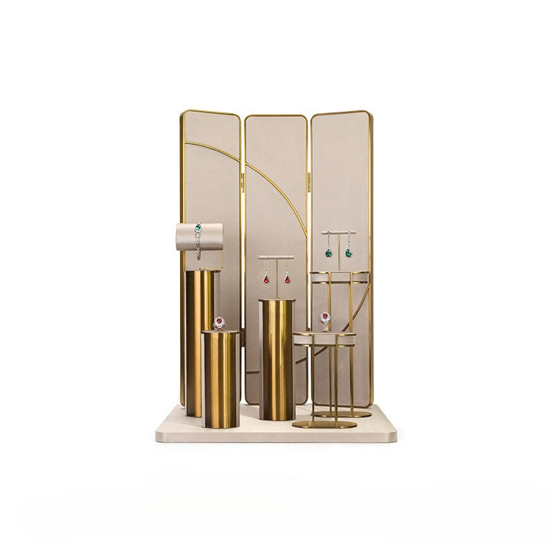 necklace display - Beige Gold Velvet Metal Display Stand Necklaces C02916 product view 17